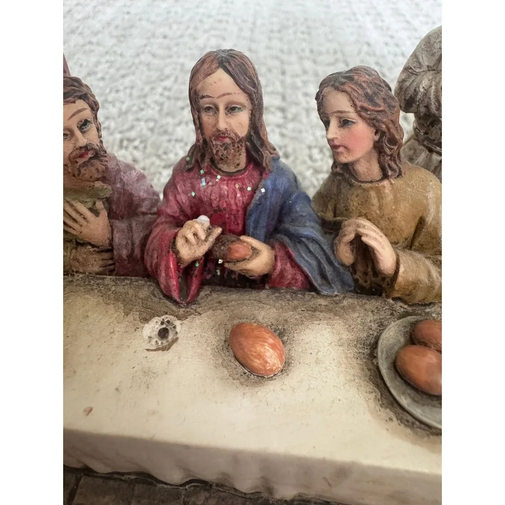 Vintage Last Supper Mantel‎ Clock Religious Tabletop Decor Cherub Angels